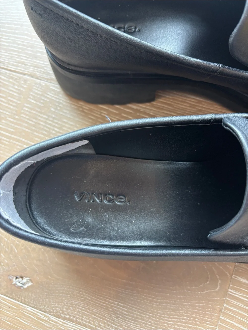 Vince Black Leather Penny Loafers